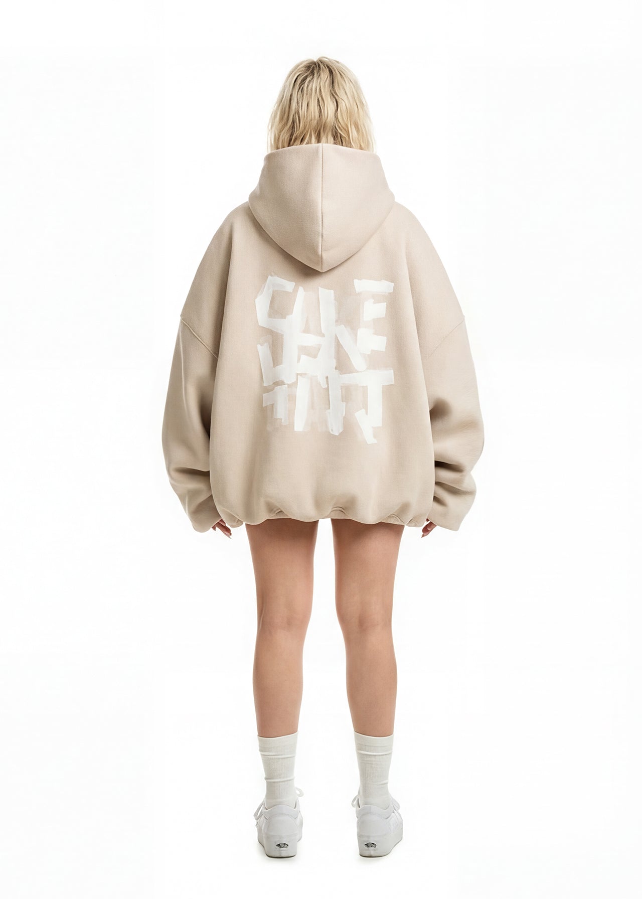SAKE OF ART Ripped Paper Print Hoodie - Пісочне