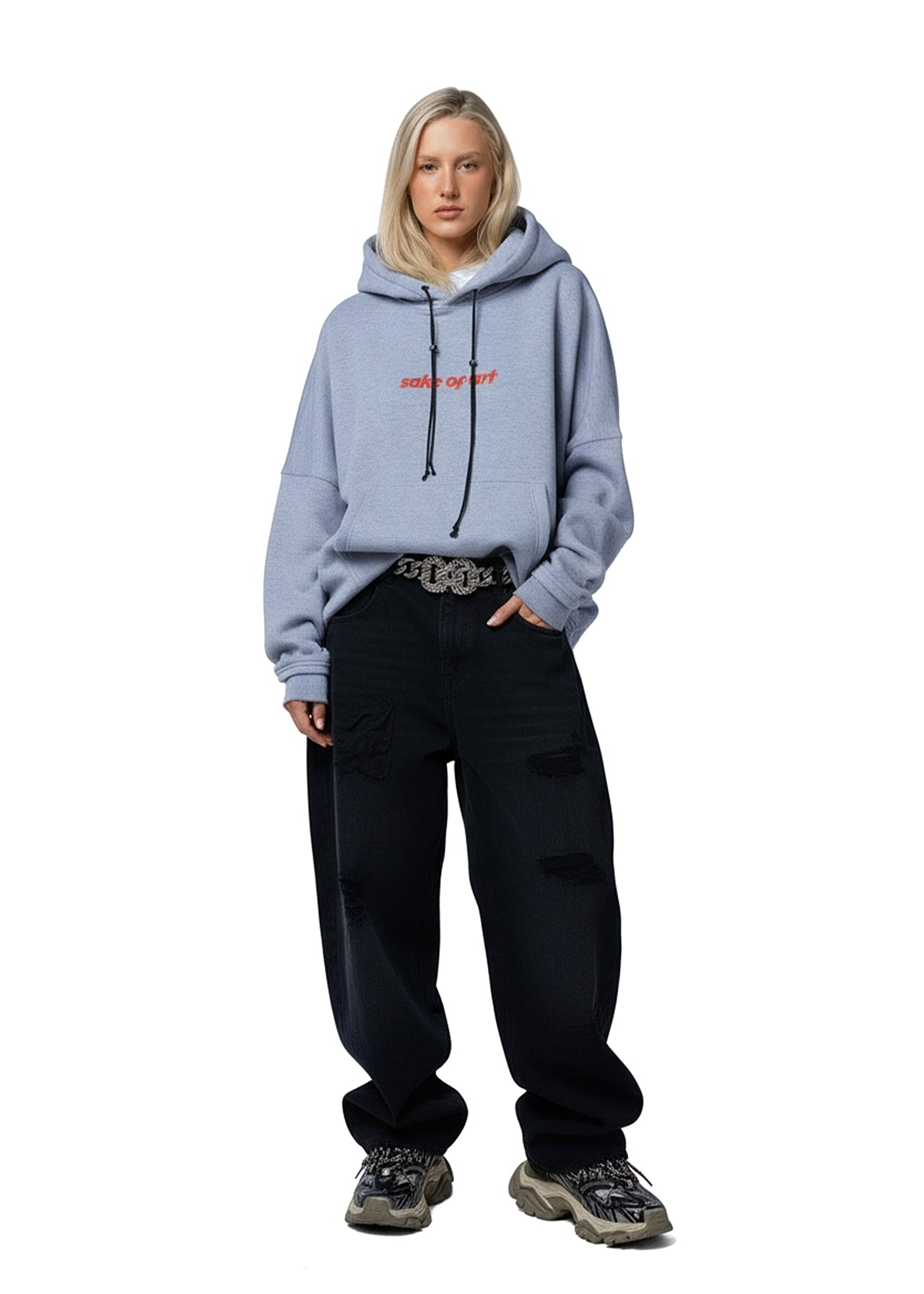 SAKE OF ART Потерта Худі — Меланж