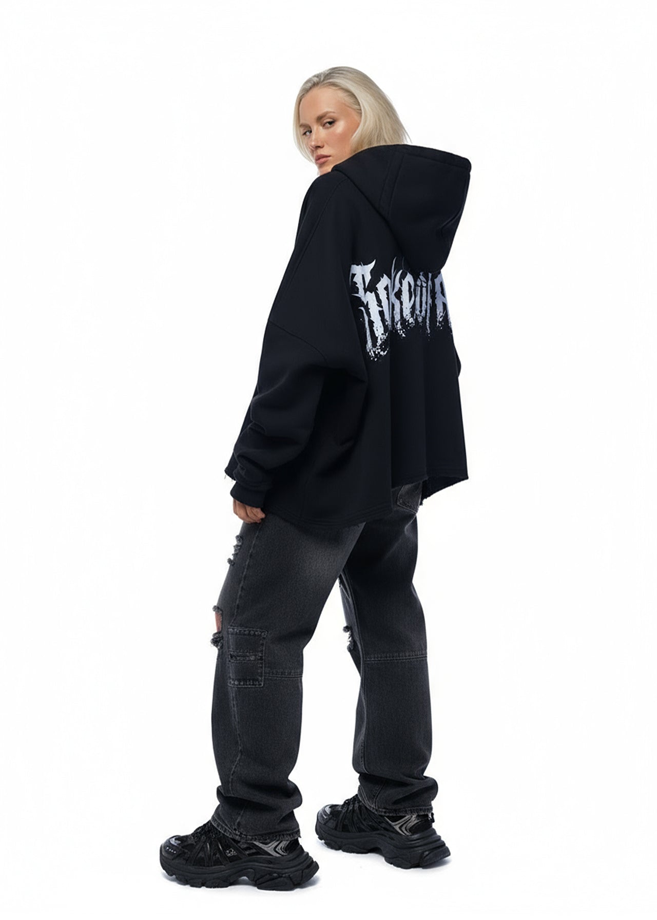 SAKE OF ART Потерта Худі — Чорна